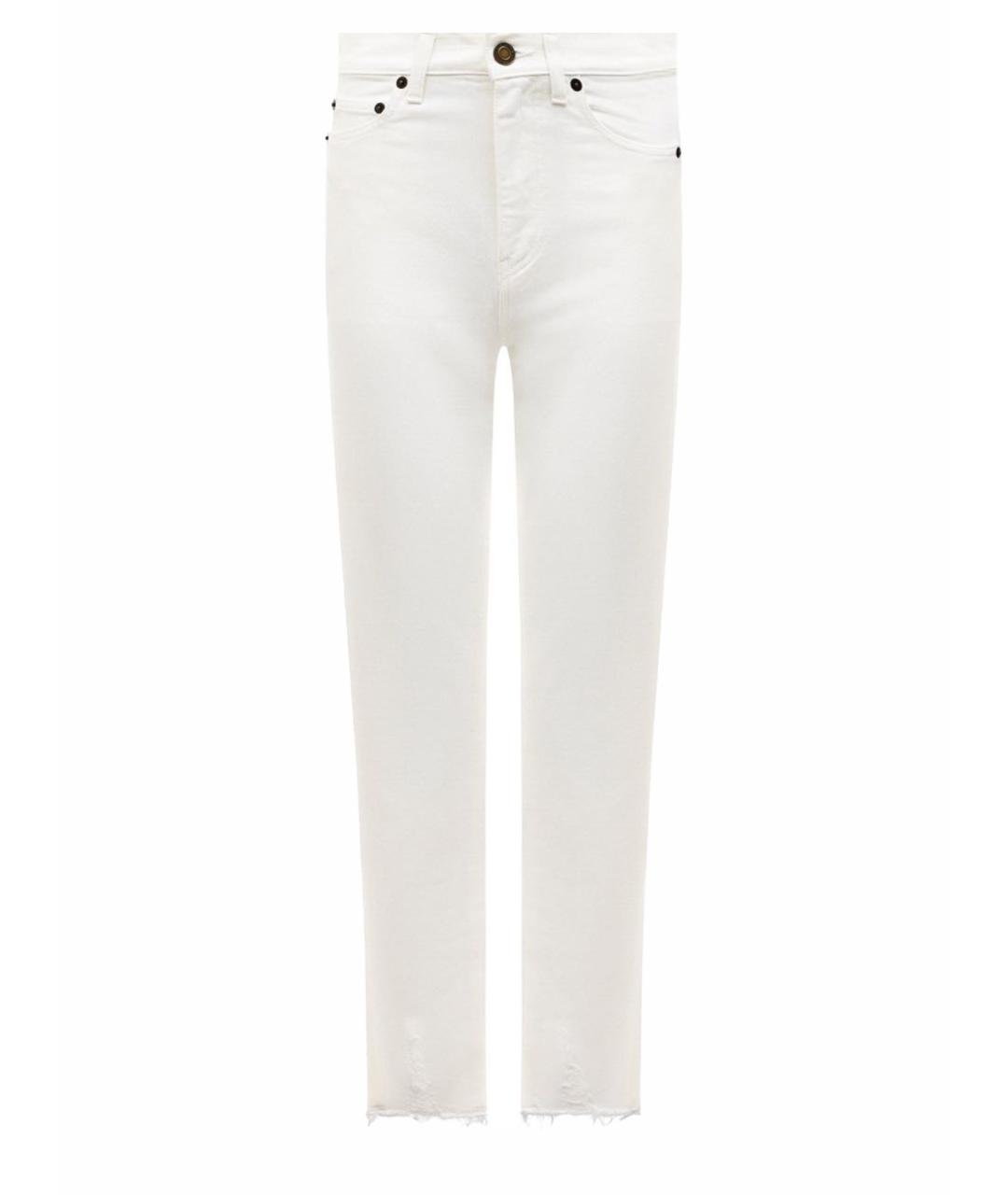 SAINT LAURENT Белые хлопковые джинсы слим, фото 1