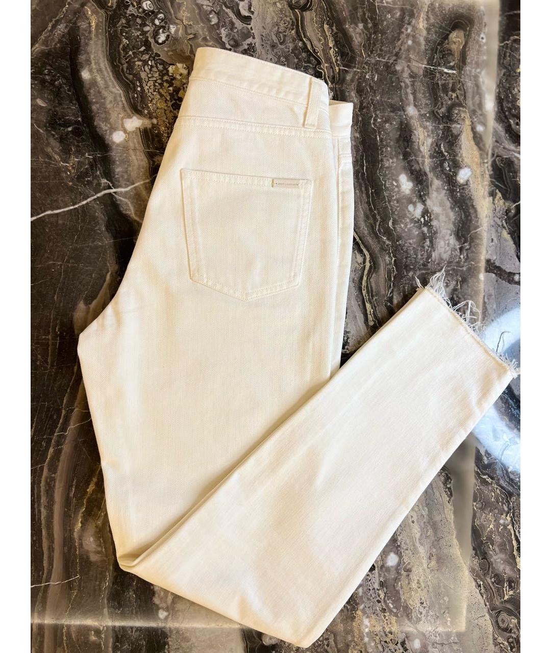 SAINT LAURENT Белые хлопковые джинсы слим, фото 3