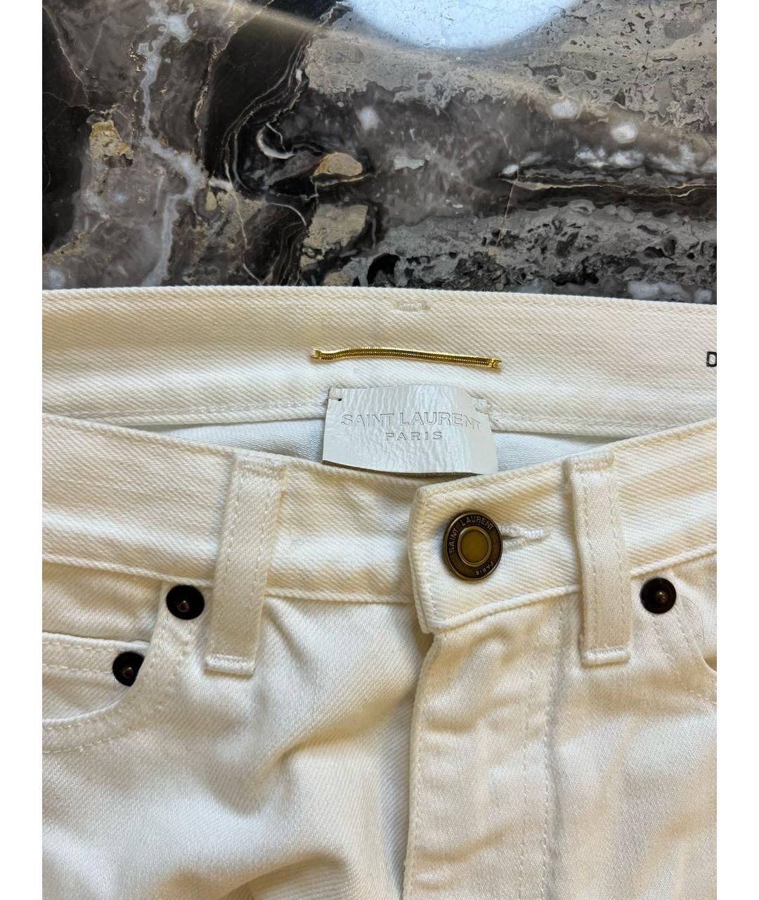 SAINT LAURENT Белые хлопковые джинсы слим, фото 5