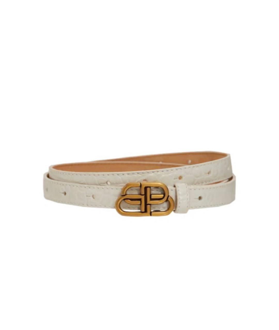 BALENCIAGA Белый кожаный ремень, фото 1