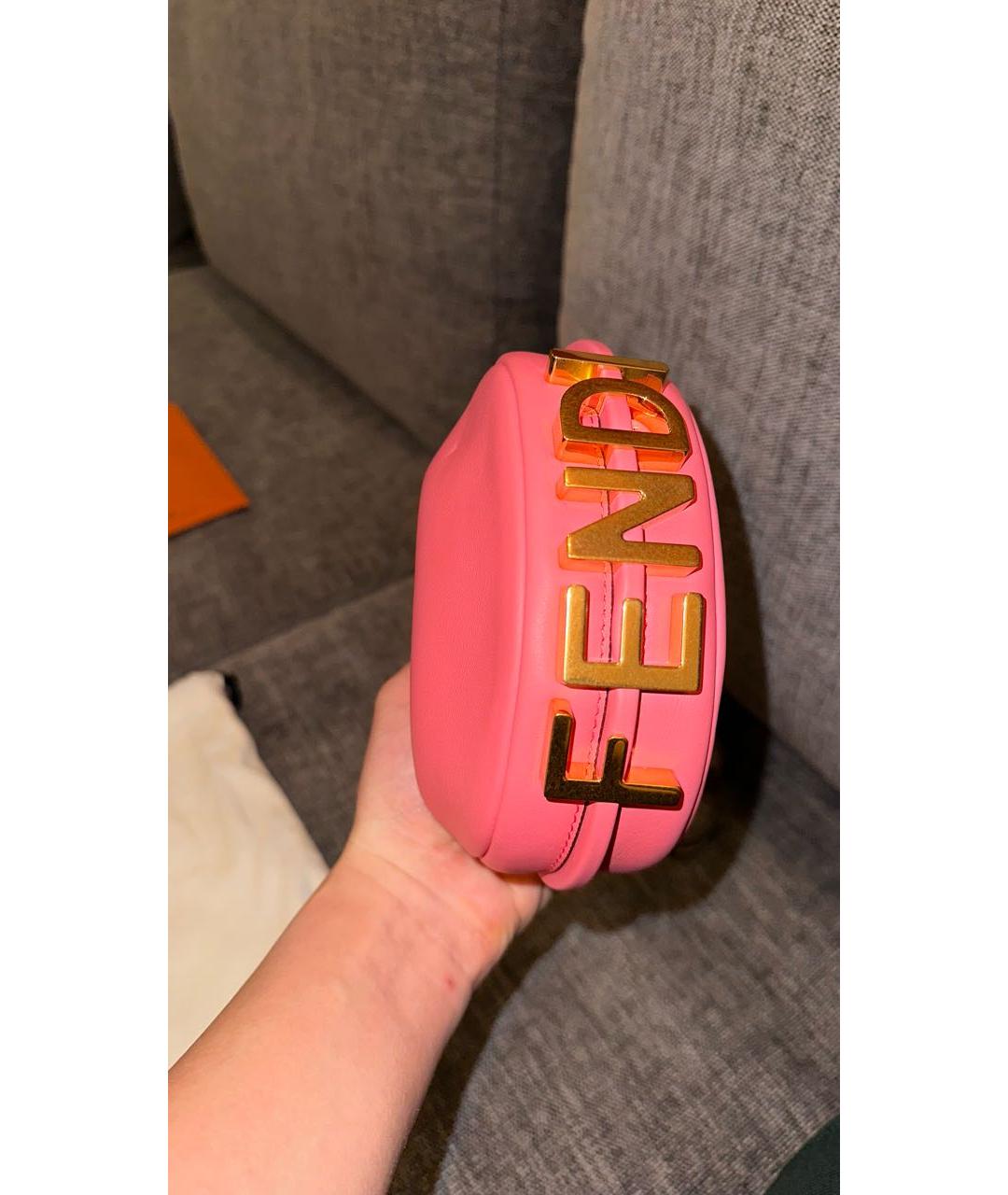 FENDI Розовая кожаная сумка с короткими ручками, фото 5
