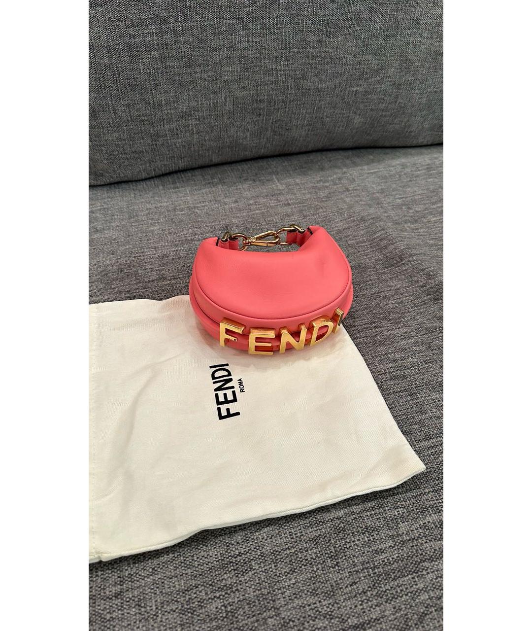 FENDI Розовая кожаная сумка с короткими ручками, фото 2