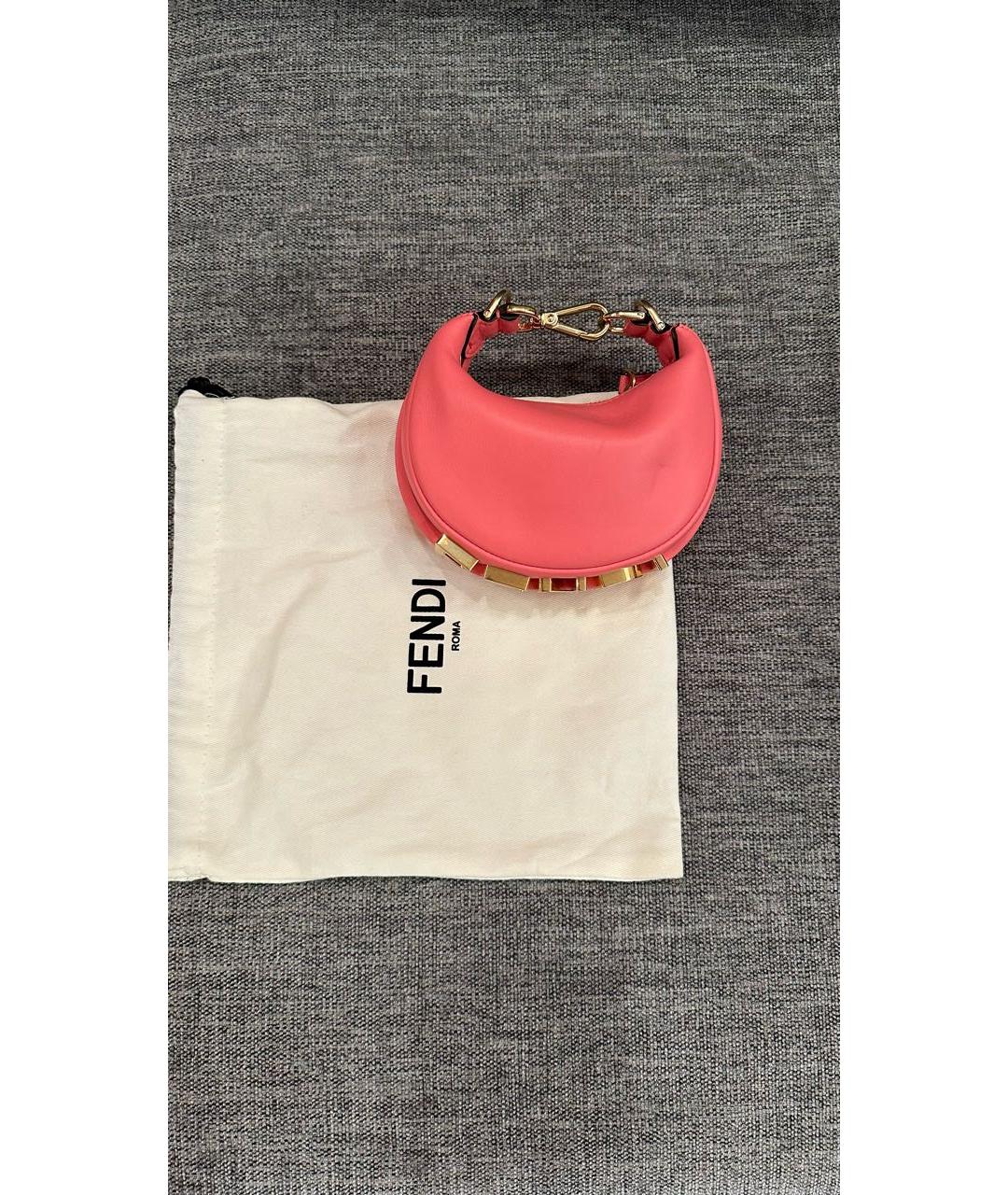 FENDI Розовая кожаная сумка с короткими ручками, фото 6
