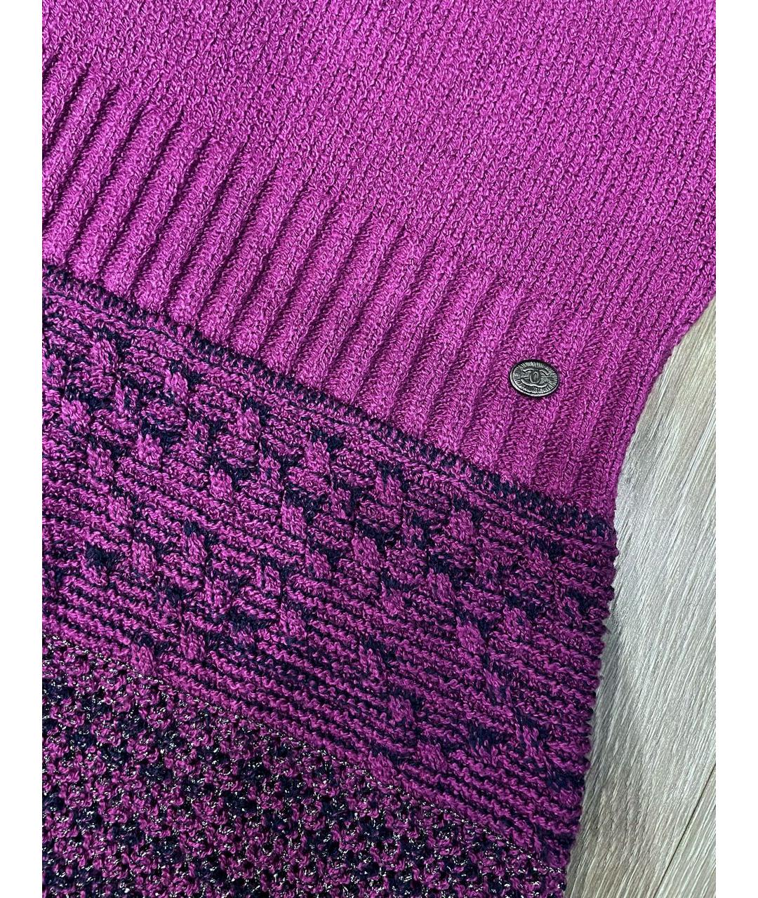CHANEL PRE-OWNED Фиолетовое хлопковое повседневное платье, фото 5