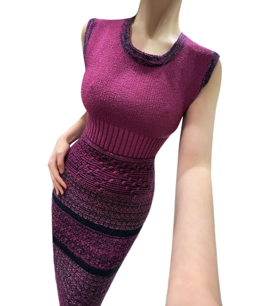 CHANEL PRE-OWNED Фиолетовое хлопковое повседневное платье, фото 4