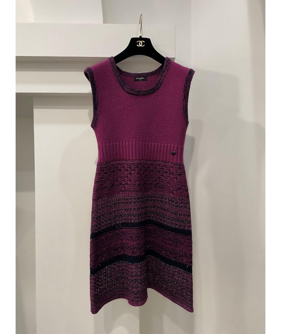 CHANEL PRE-OWNED Фиолетовое хлопковое повседневное платье, фото 6