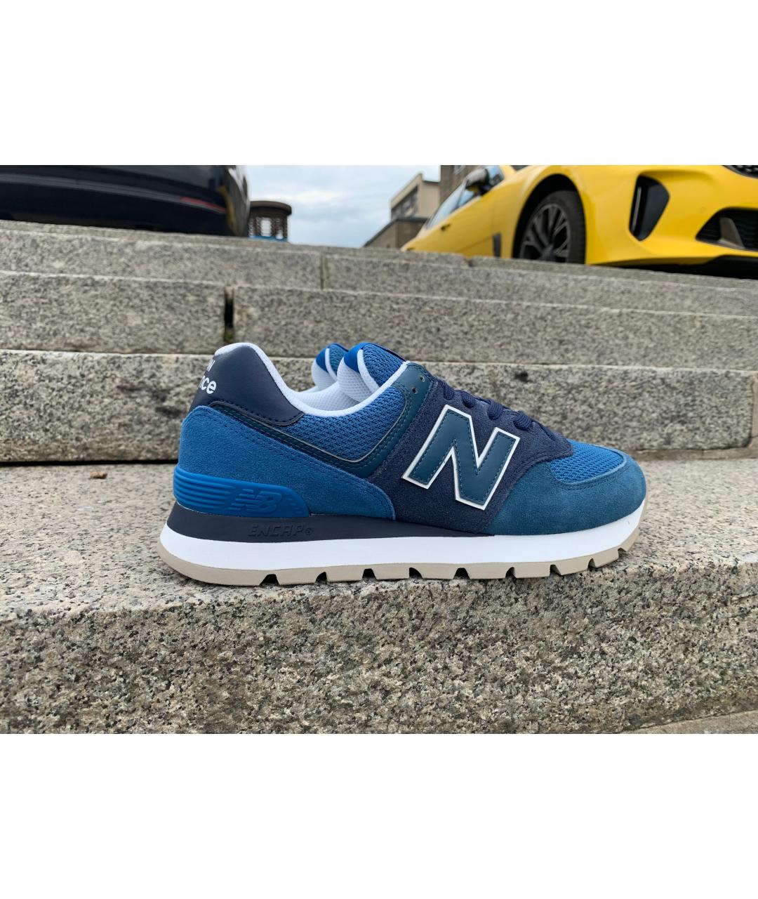 NEW BALANCE Синие замшевые низкие кроссовки / кеды 574 для мужчин ...