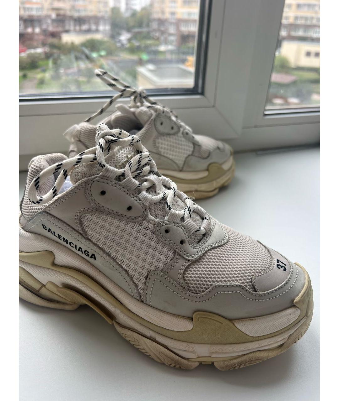 BALENCIAGA Бежевые кожаные кроссовки, фото 2
