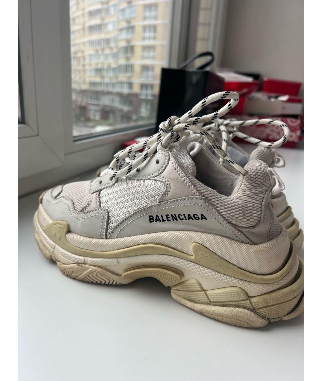 BALENCIAGA Бежевые кожаные кроссовки, фото 5