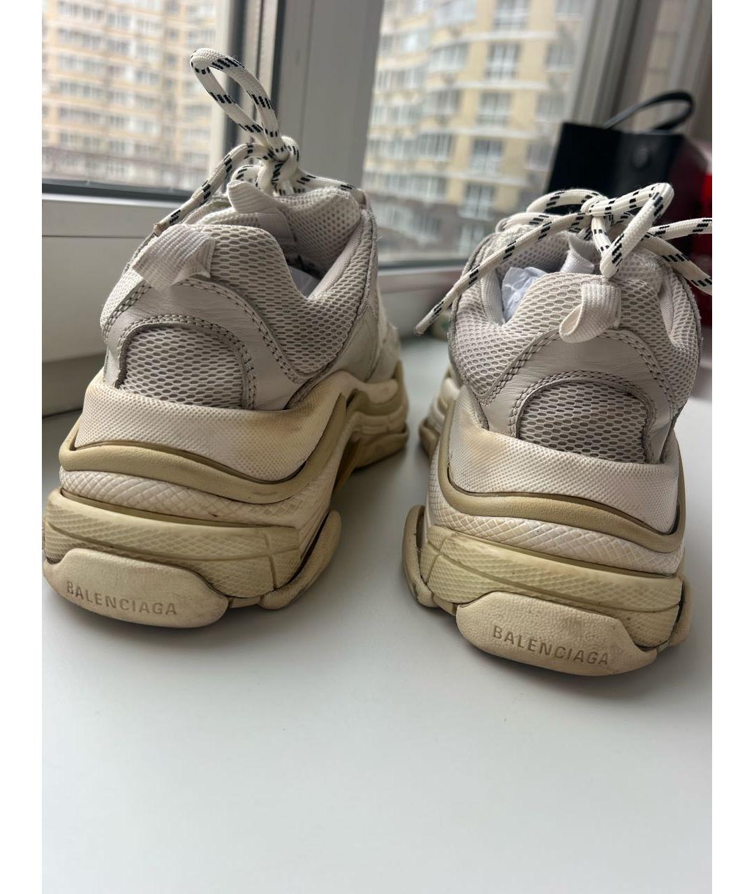 BALENCIAGA Бежевые кожаные кроссовки, фото 3
