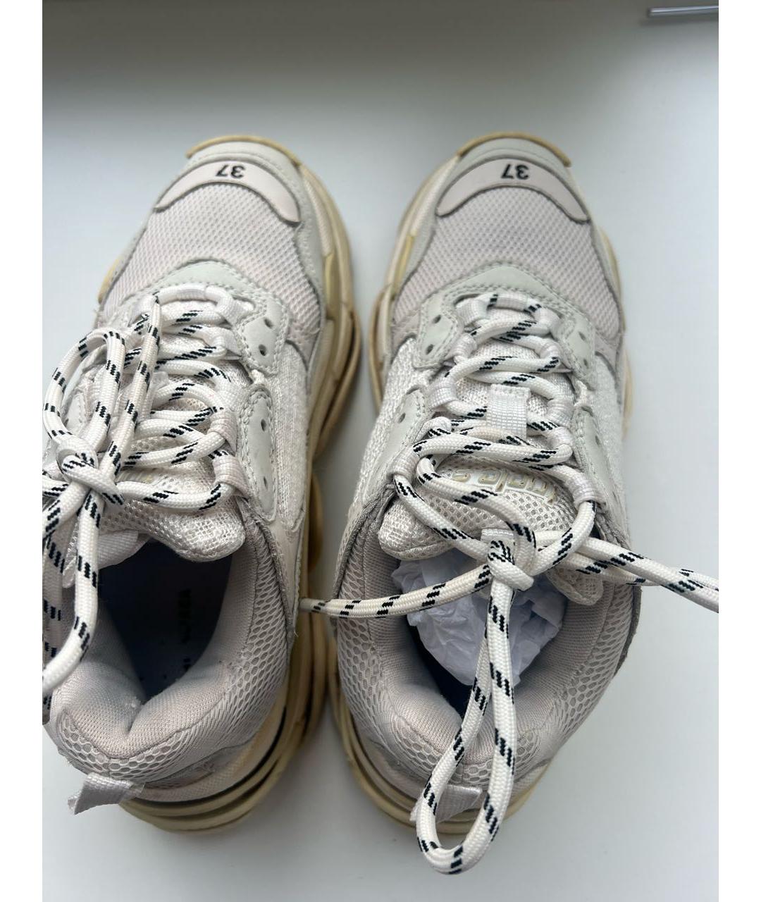 BALENCIAGA Бежевые кожаные кроссовки, фото 4