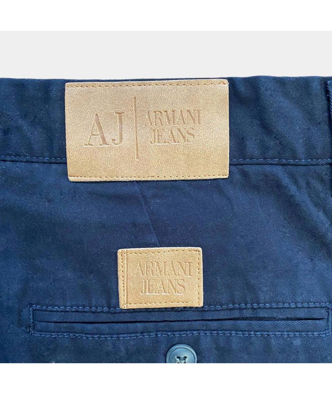 ARMANI JEANS Темно-синие хлопко-эластановые прямые джинсы, фото 4