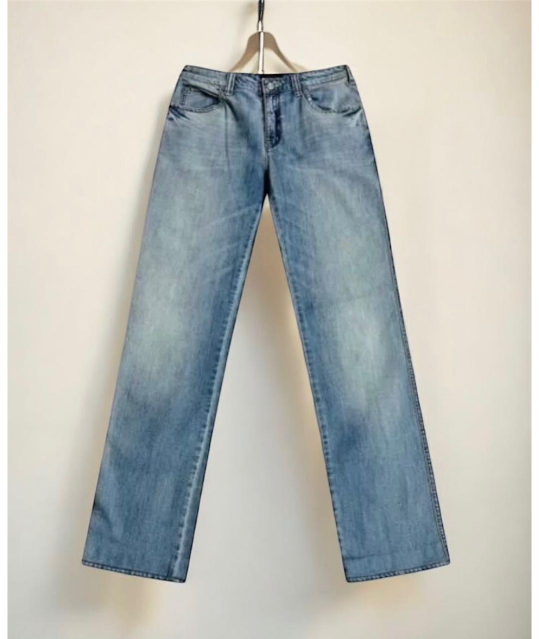 ARMANI JEANS Голубые хлопко-полиэстеровые прямые джинсы, фото 4