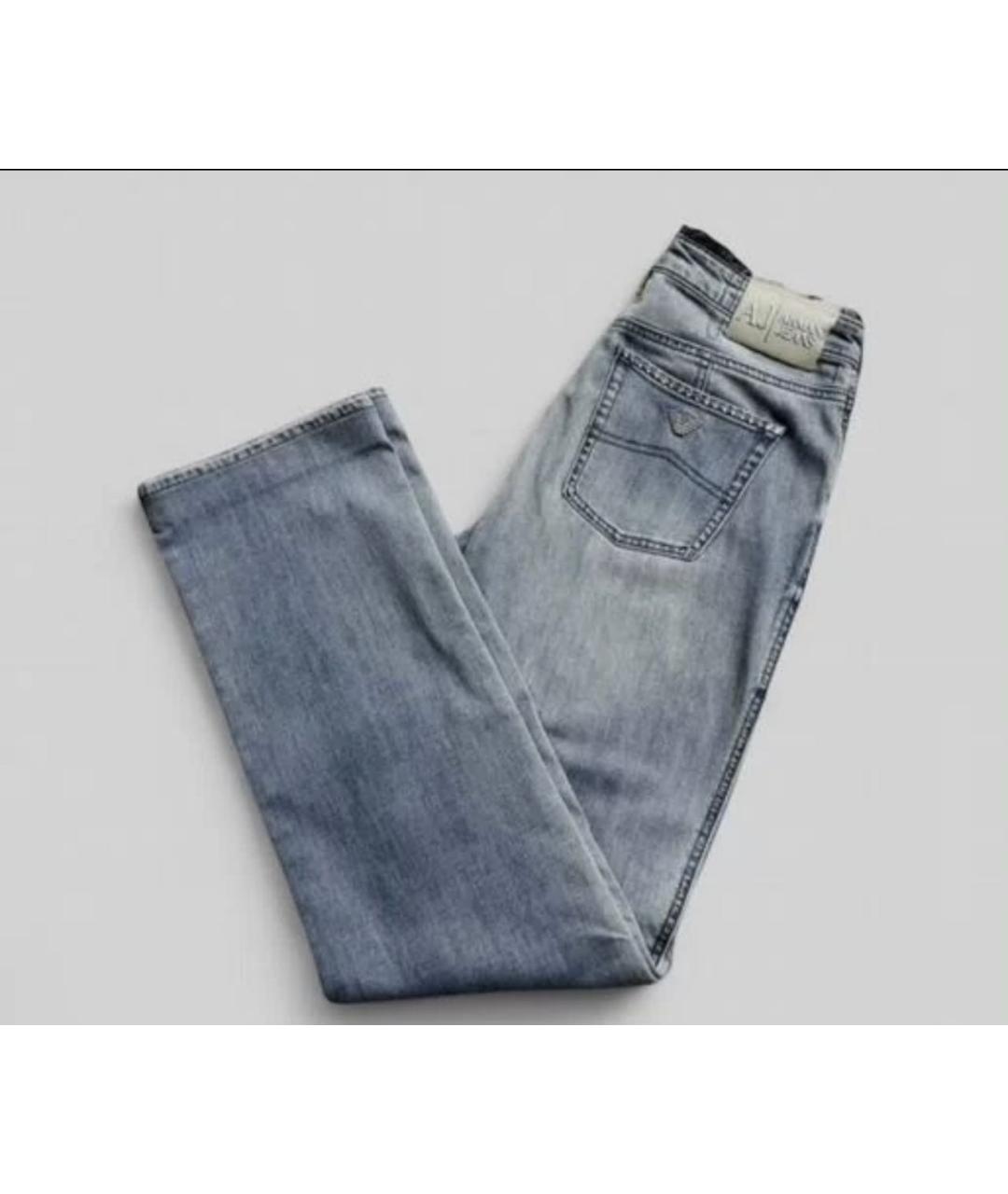 ARMANI JEANS Голубые хлопко-полиэстеровые прямые джинсы, фото 2
