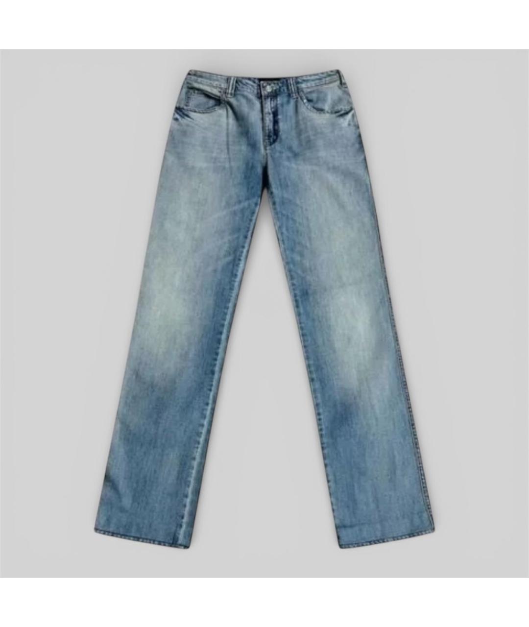 ARMANI JEANS Голубые хлопко-полиэстеровые прямые джинсы, фото 3