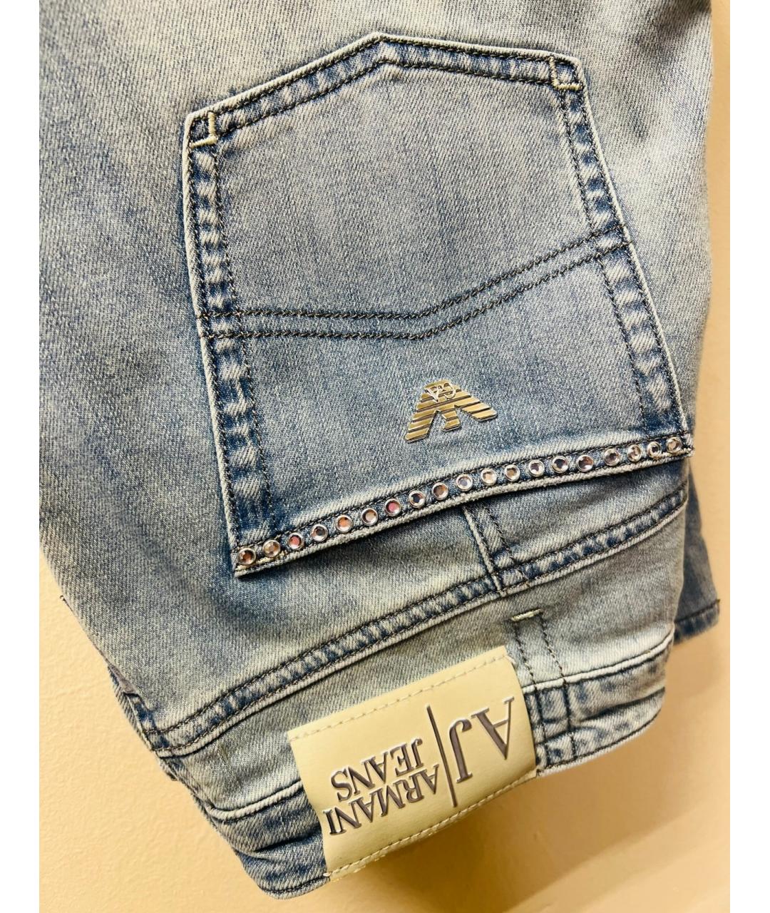 ARMANI JEANS Голубые хлопко-полиэстеровые прямые джинсы, фото 9