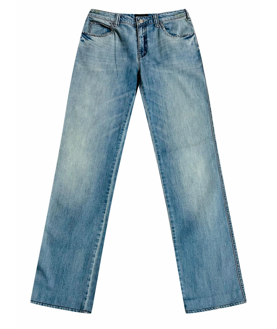 ARMANI JEANS Голубые хлопко-полиэстеровые прямые джинсы, фото 1