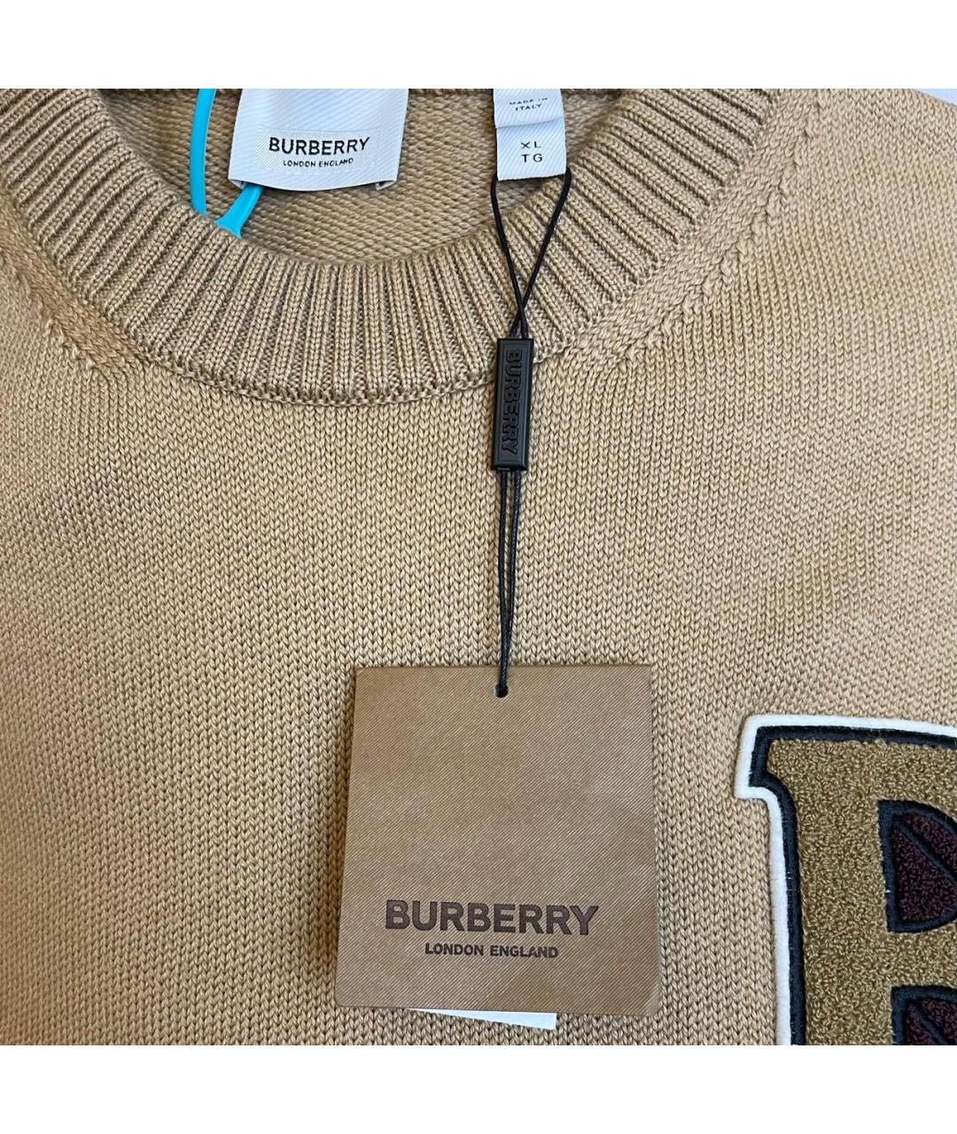 BURBERRY Бежевый шерстяной джемпер / свитер, фото 3