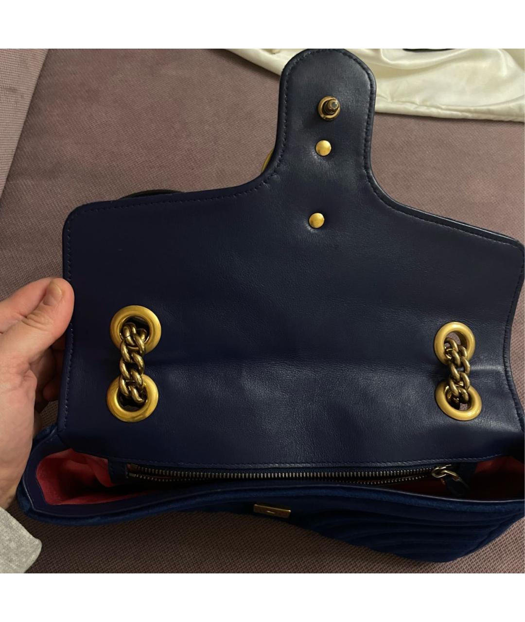 GUCCI Синяя бархатная сумка через плечо, фото 6
