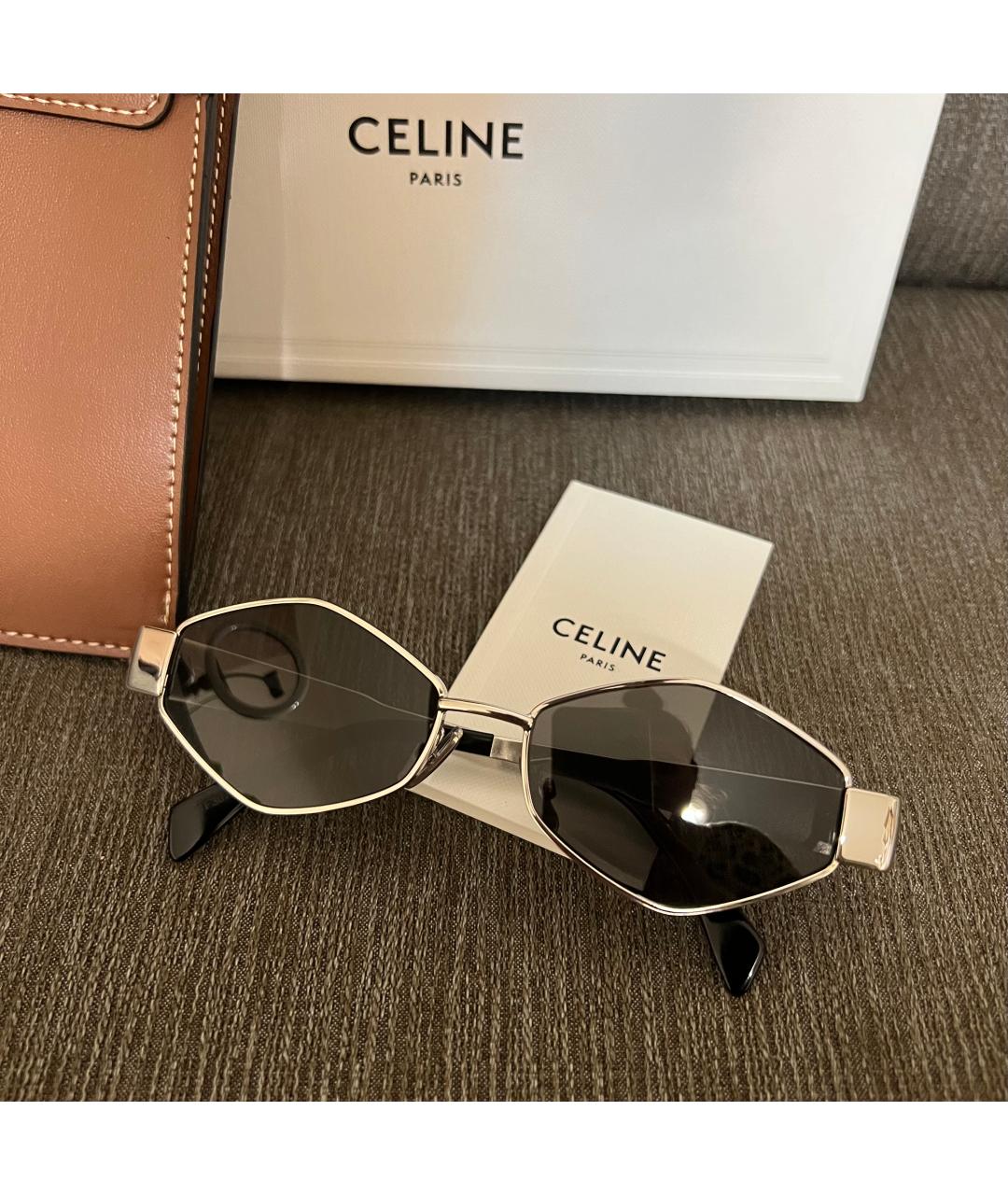 CELINE Серебряные металлические солнцезащитные очки, фото 1