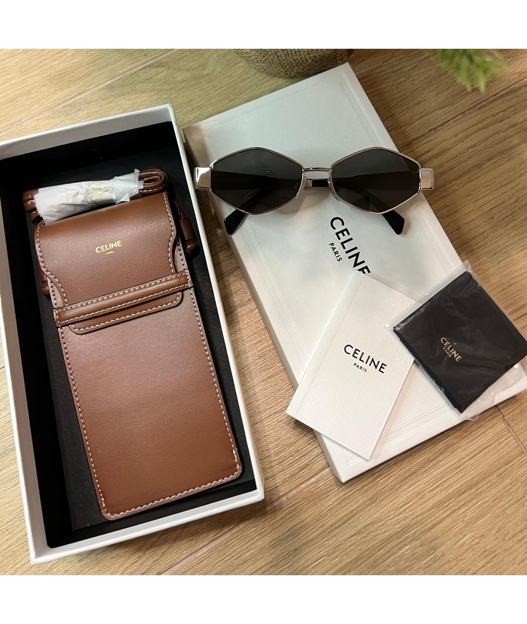 CELINE Серебряные металлические солнцезащитные очки, фото 4