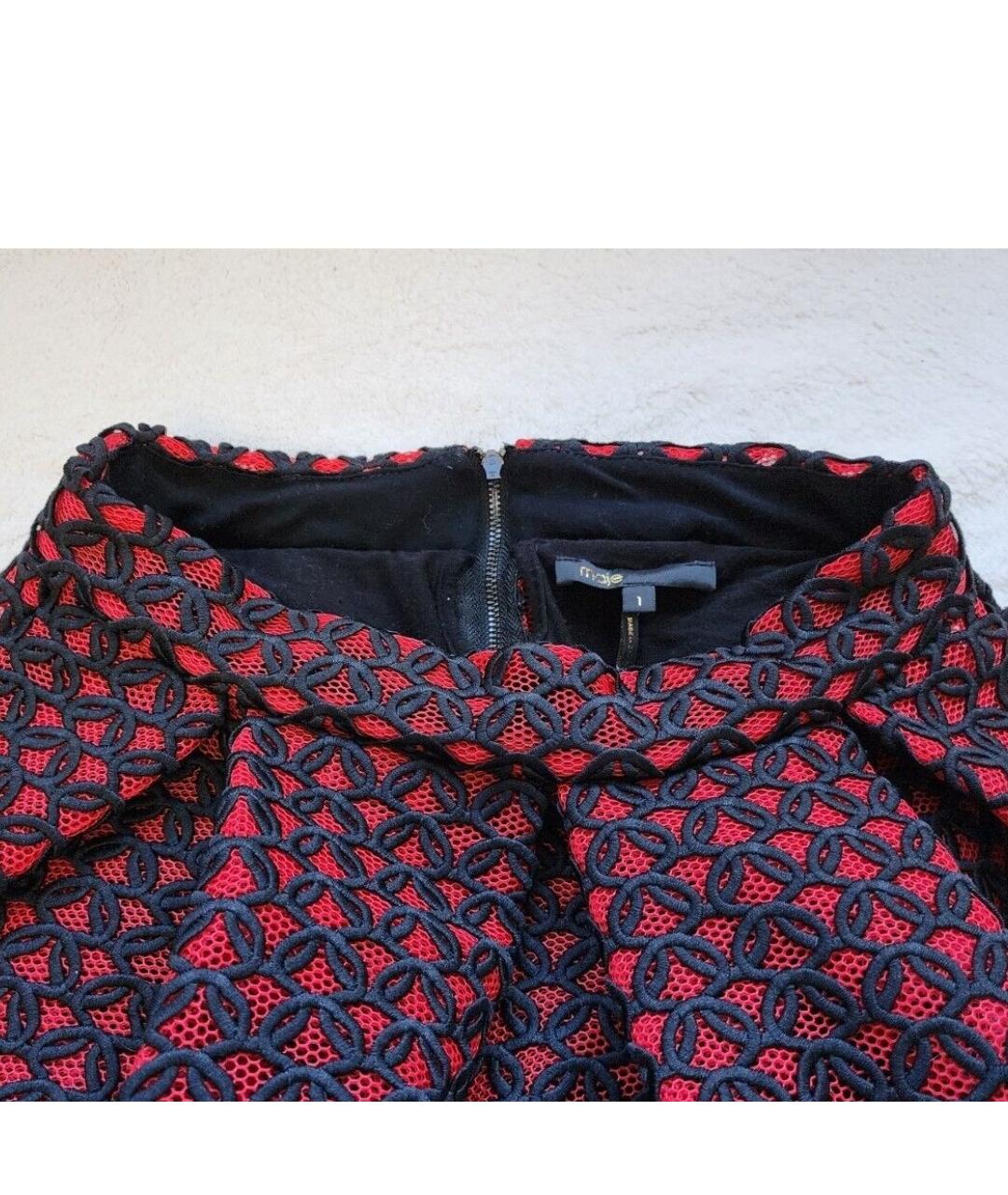 MAJE Красная полиэстеровая юбка мини, фото 3