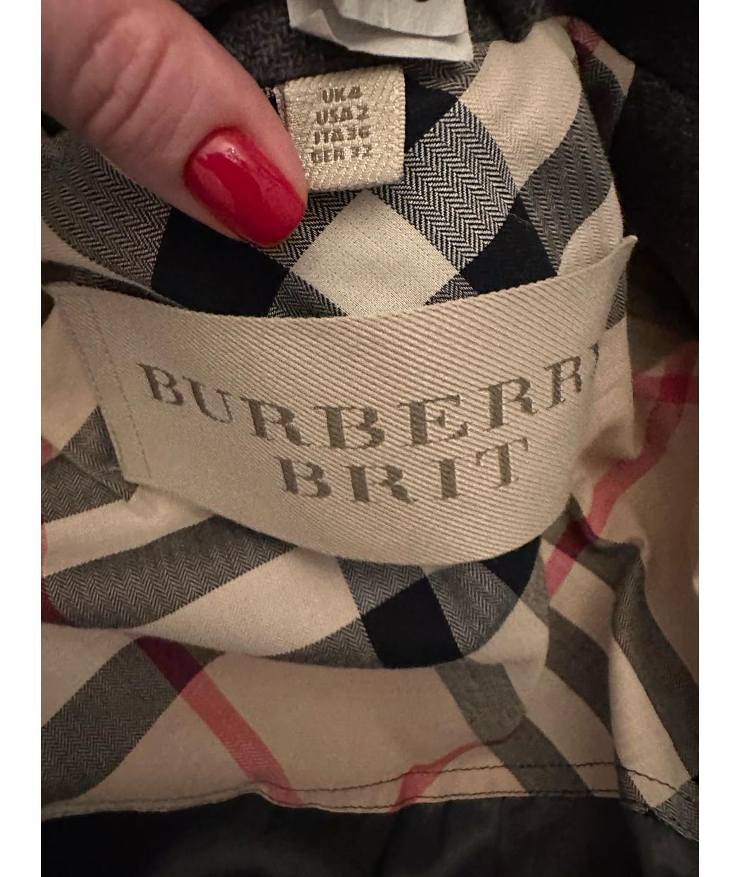 BURBERRY Серое шерстяное пальто, фото 3