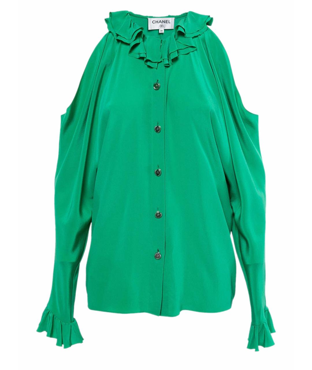 CHANEL PRE-OWNED Зеленая шелковая блузы, фото 1