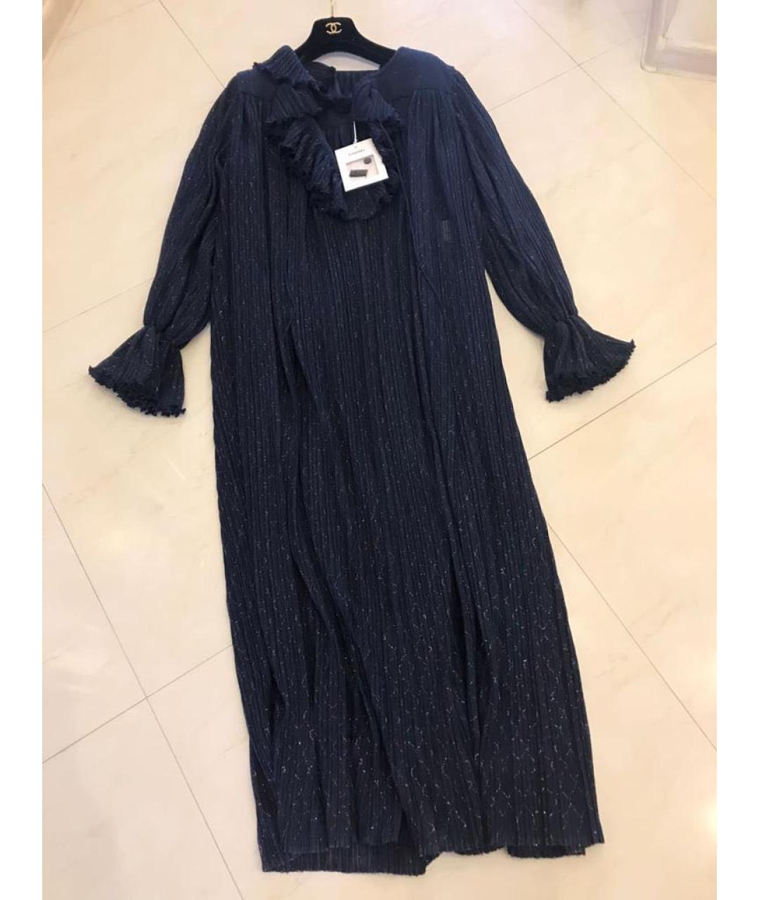 CHANEL Темно-синее полиэстеровое вечернее платье, фото 5