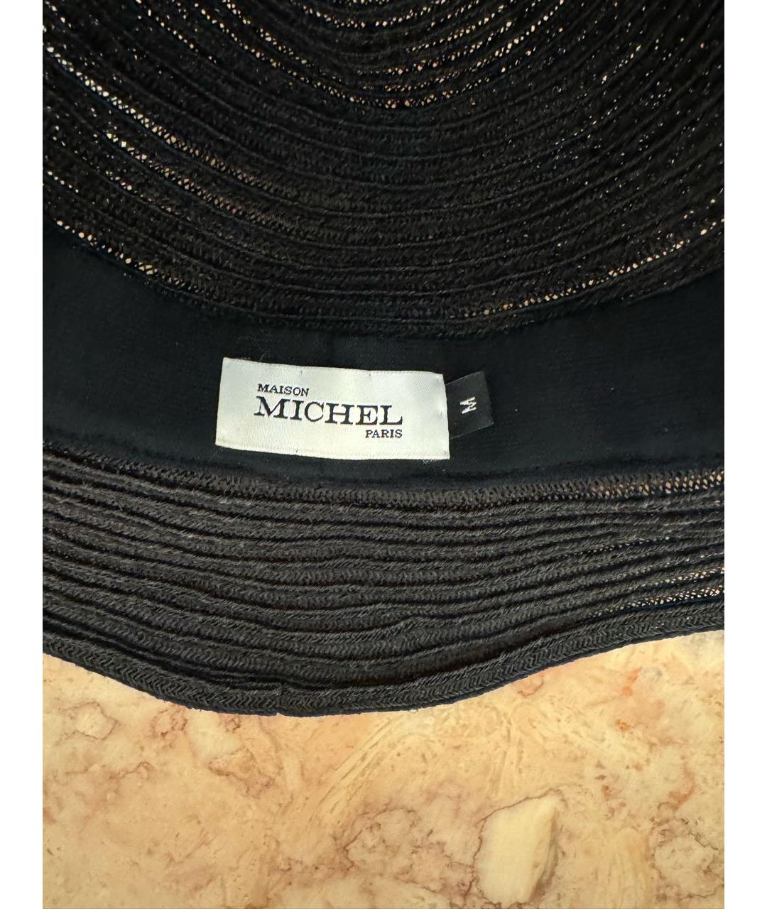 MAISON MICHEL Черная соломенная шляпа, фото 4