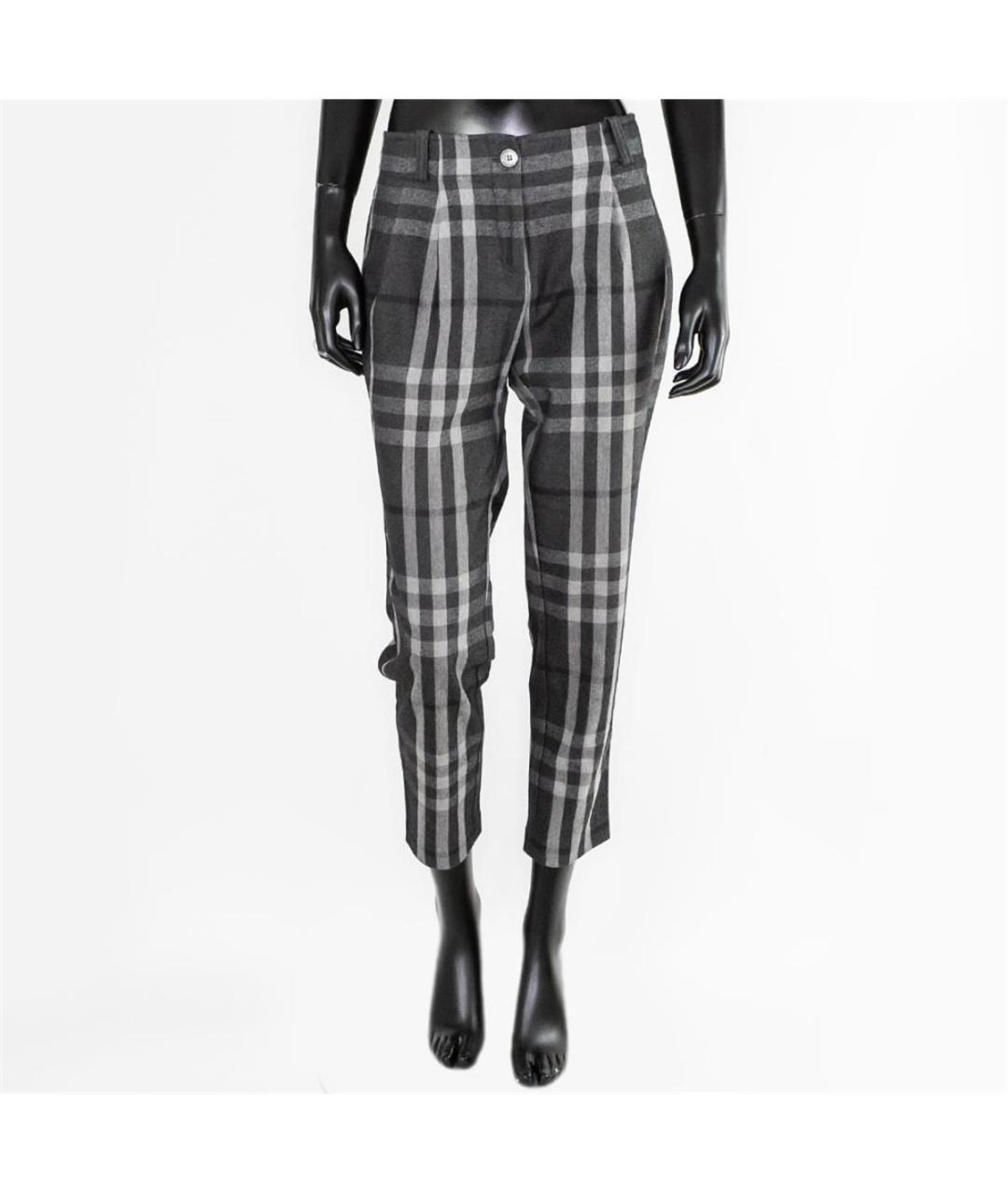 BURBERRY Серые шерстяные прямые брюки, фото 4