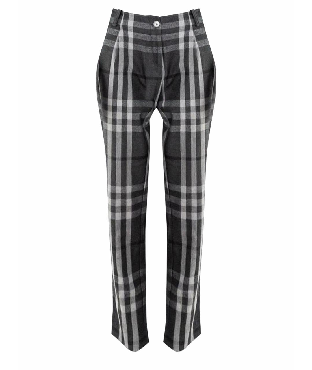 BURBERRY Серые шерстяные прямые брюки, фото 1