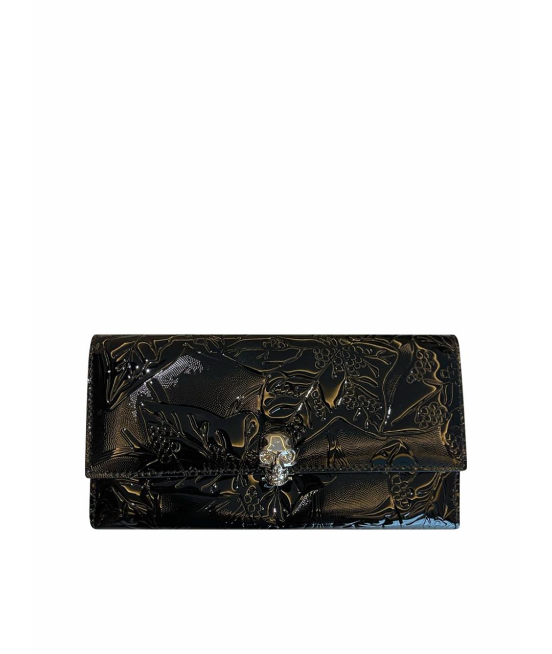 ALEXANDER MCQUEEN Черный кошелек из лакированной кожи, фото 1