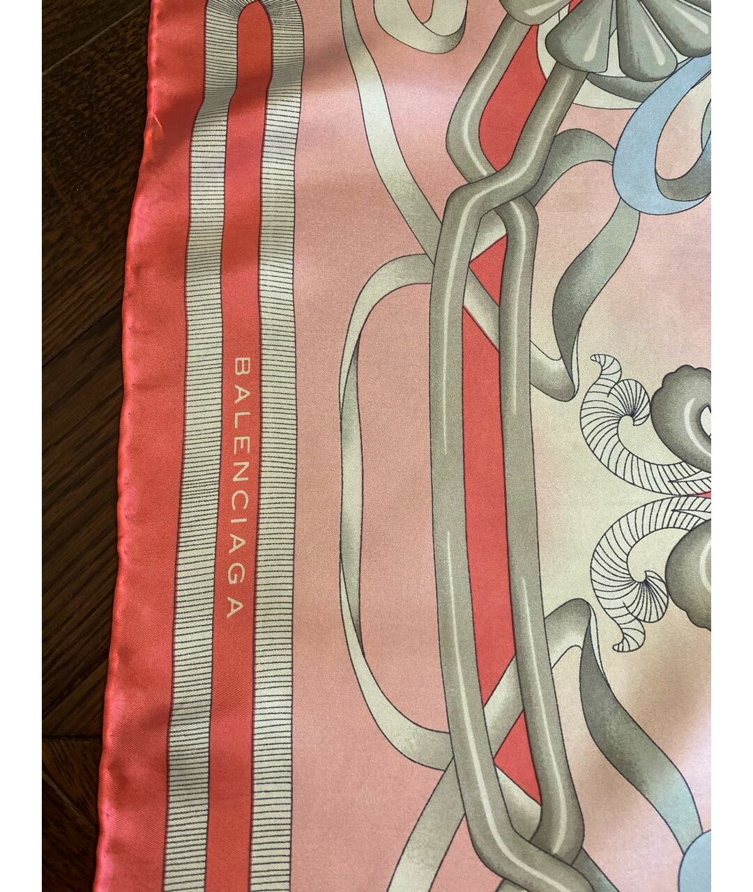 BALENCIAGA Розовый шелковый шарф, фото 2
