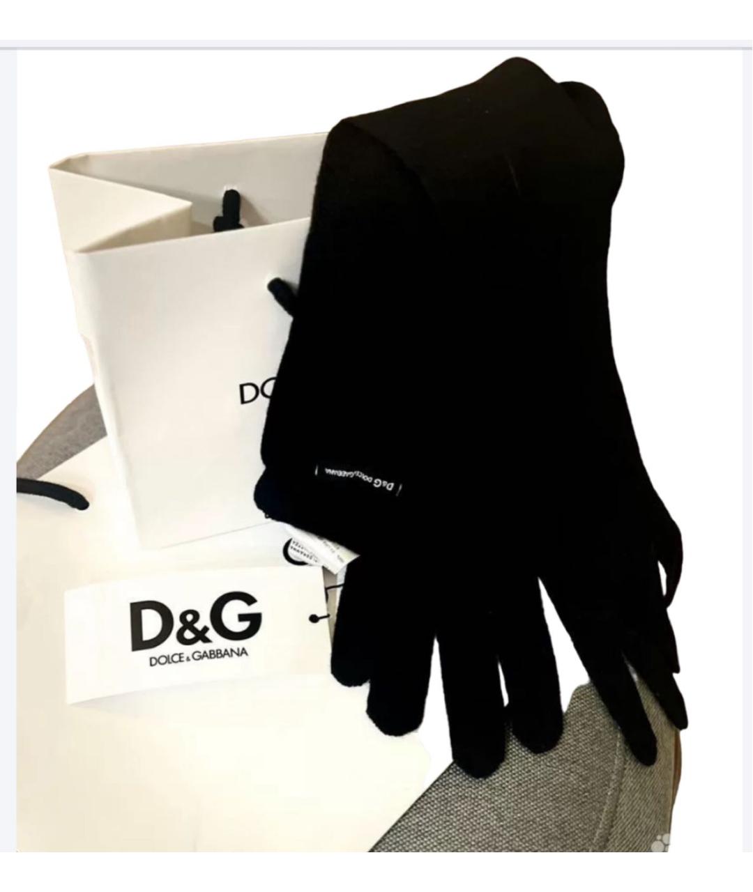 DOLCE&GABBANA Черные шерстяные перчатки, фото 4