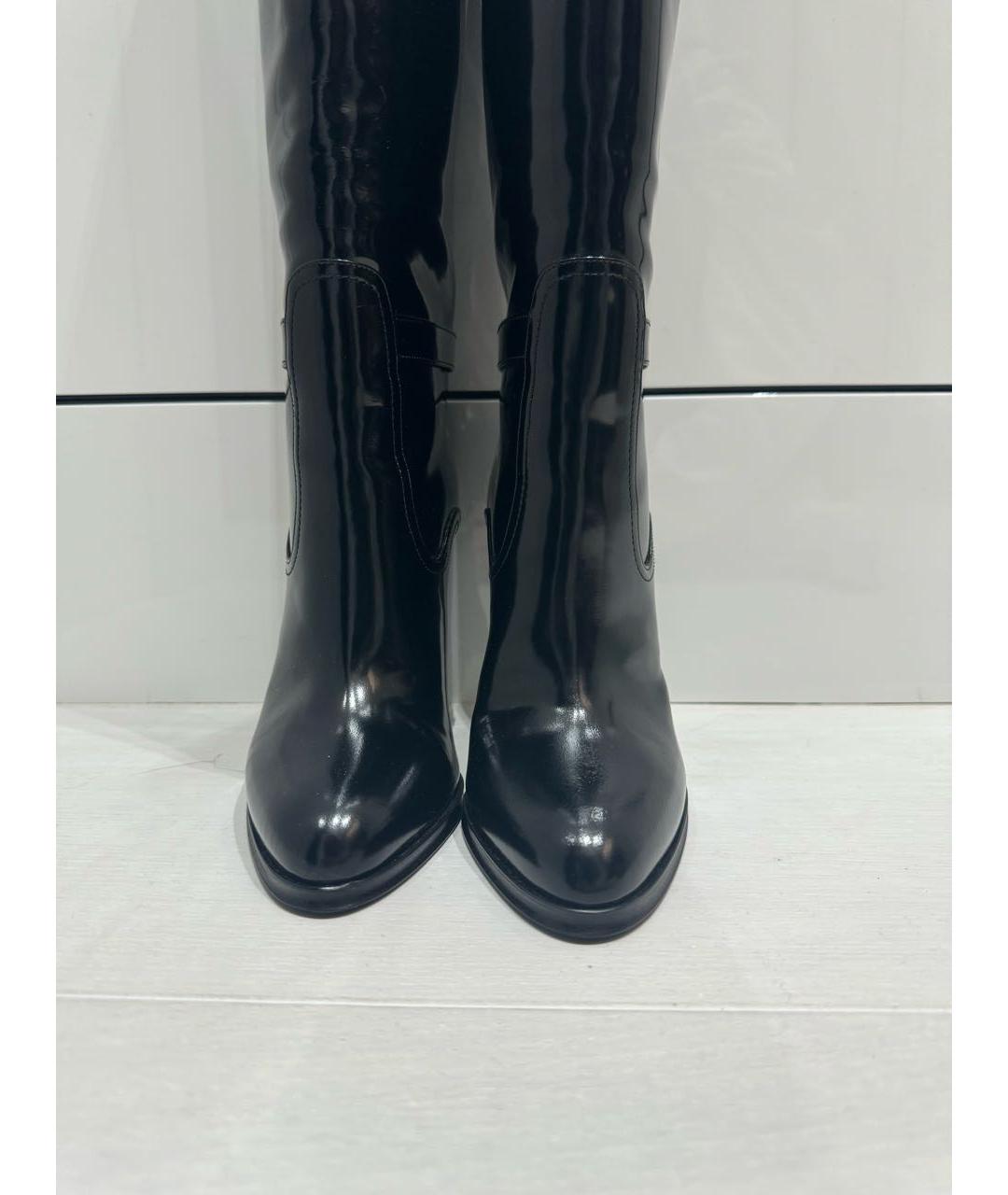 SAINT LAURENT Черные кожаные ботфорты, фото 2