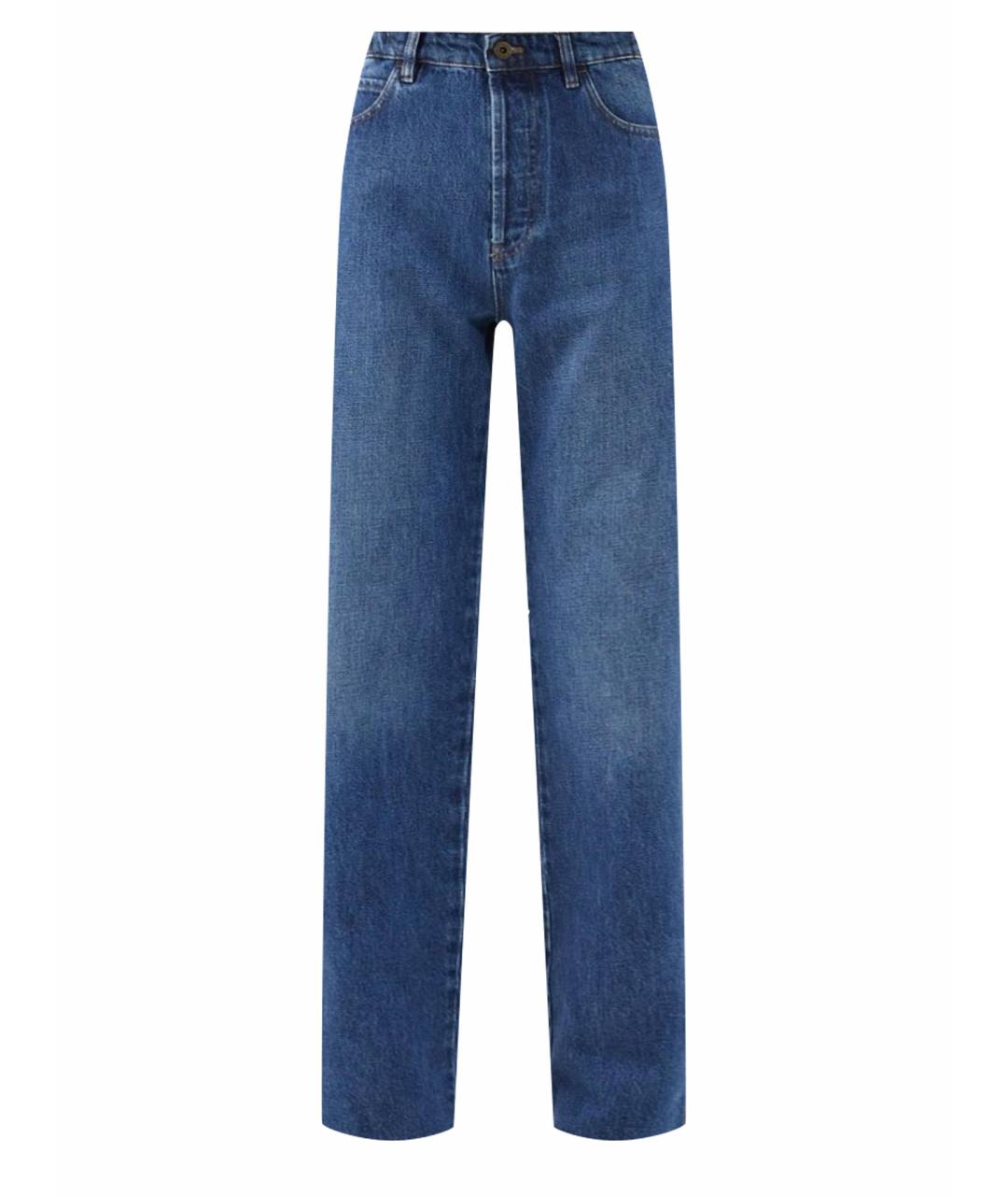 MIU MIU Темно-синие хлопковые прямые джинсы, фото 1