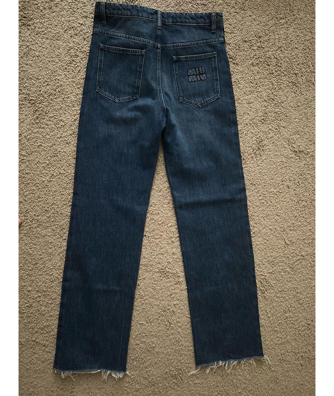 MIU MIU Темно-синие хлопковые прямые джинсы, фото 5