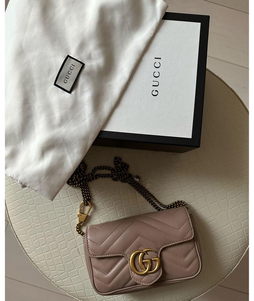 GUCCI Бежевая кожаная сумка через плечо, фото 2