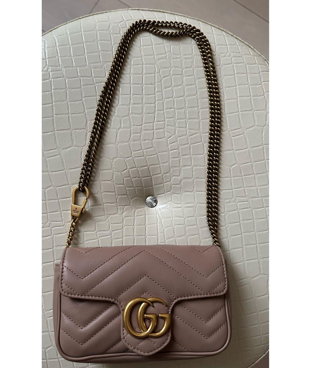 GUCCI Бежевая кожаная сумка через плечо, фото 7