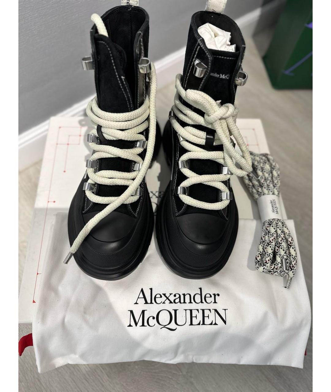 ALEXANDER MCQUEEN Черные кожаные ботинки, фото 6