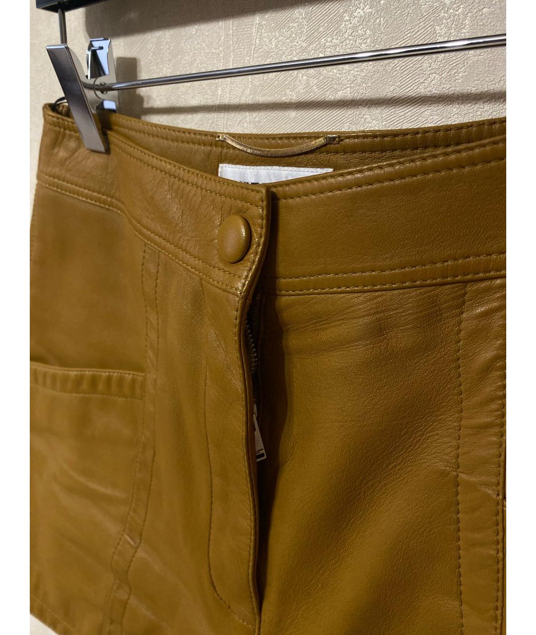 SAINT LAURENT Коричневые кожаные шорты, фото 7