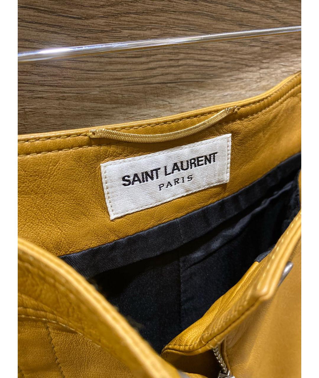 SAINT LAURENT Коричневые кожаные шорты, фото 5