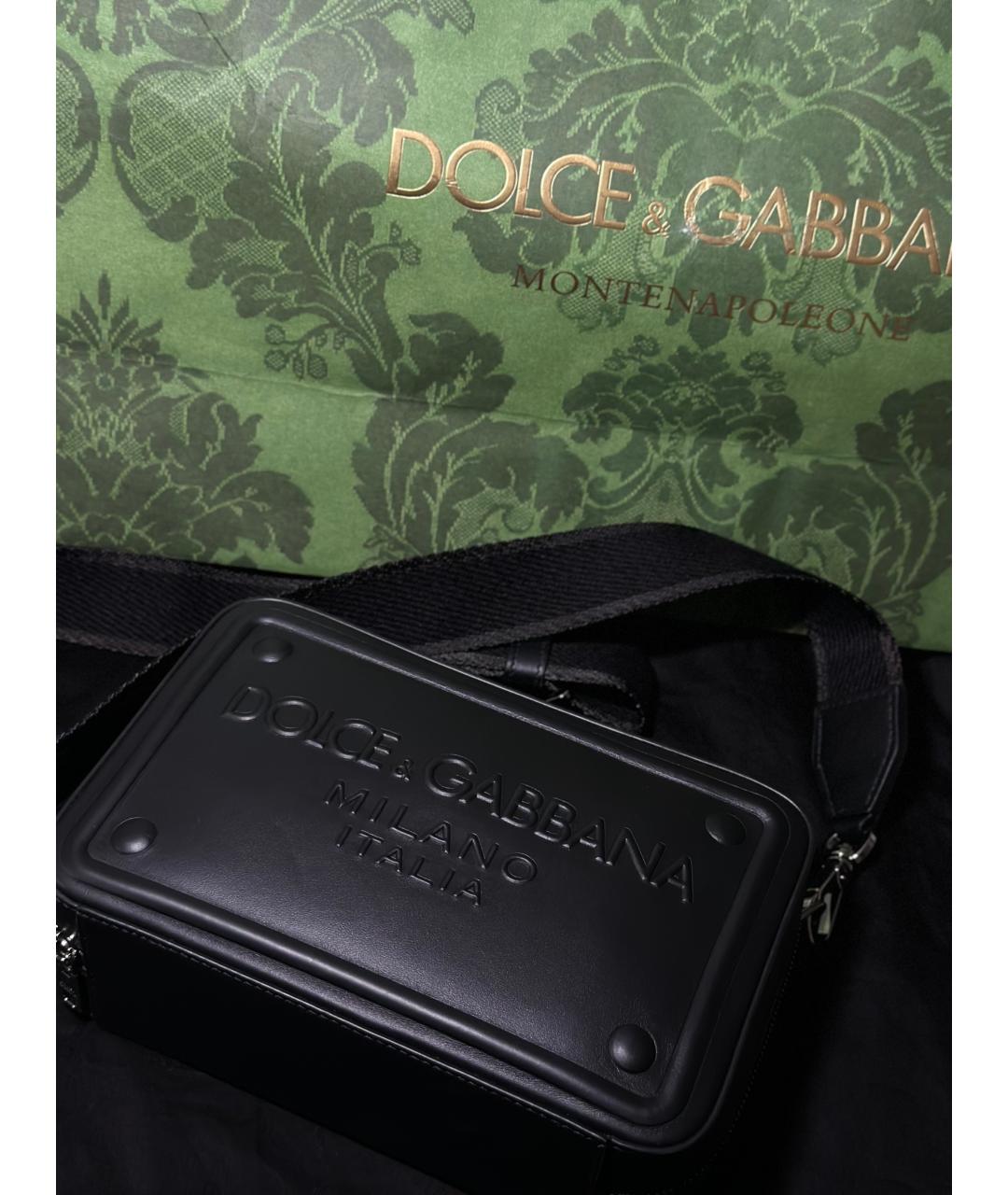 DOLCE&GABBANA Черная кожаная сумка на плечо, фото 3