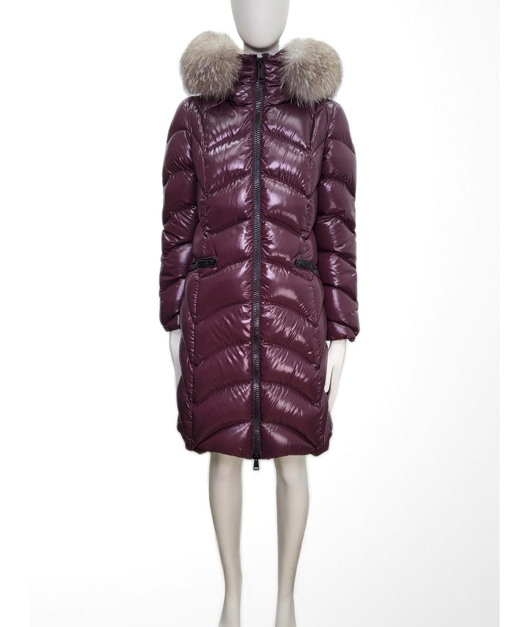 MONCLER Бордовый полиамидовый пуховик, фото 8