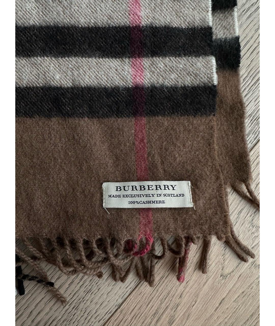 BURBERRY Коричневый шерстяной шарф, фото 3