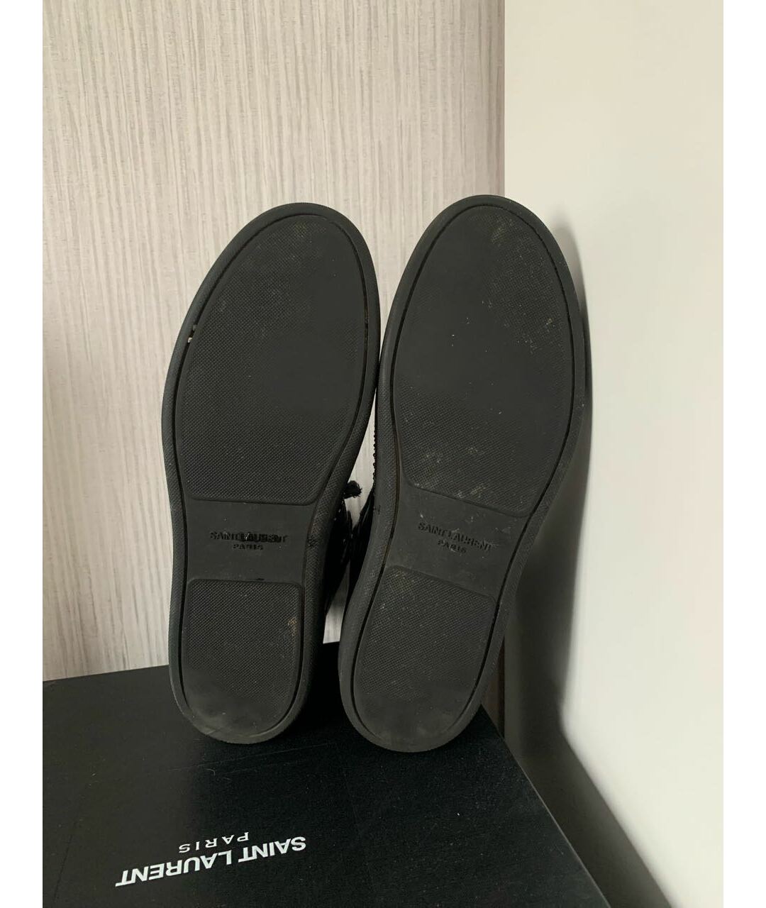 SAINT LAURENT Черные кожаные высокие кроссовки / кеды, фото 6