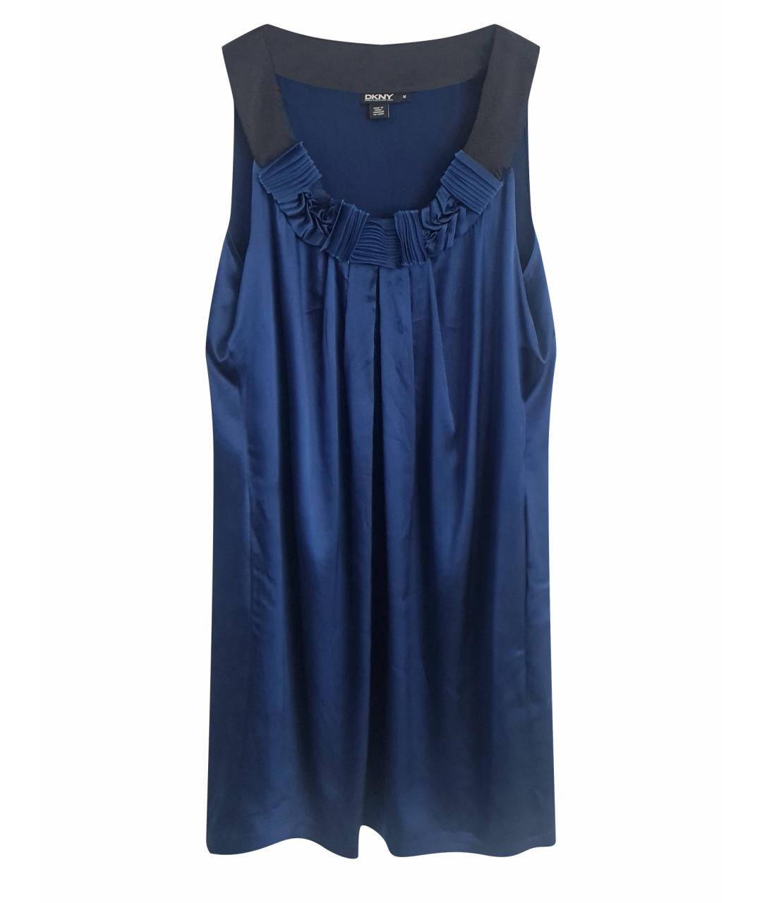 DKNY Темно-синее шелковое вечернее платье, фото 1