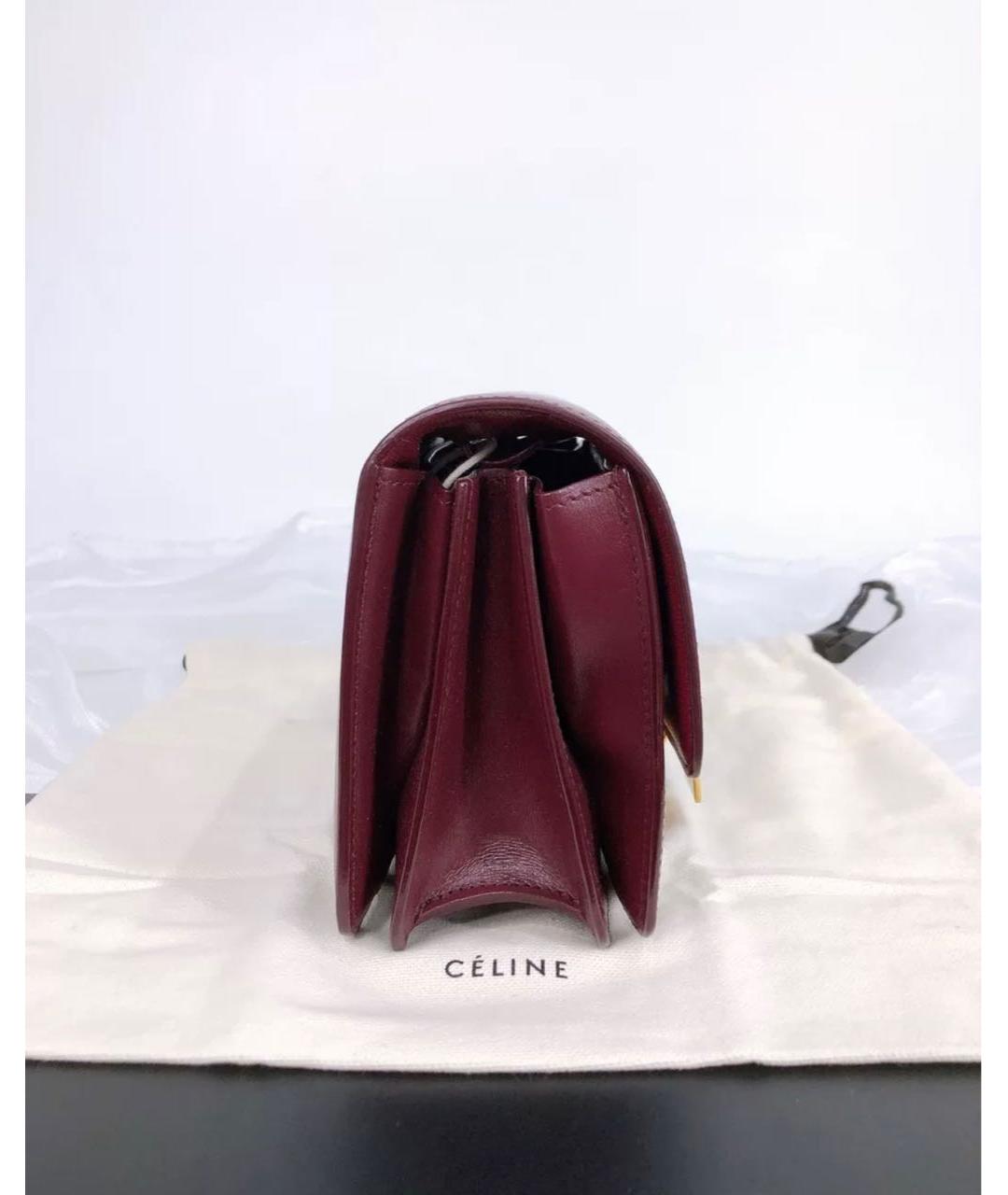 CELINE Бордовая кожаная сумка через плечо, фото 3