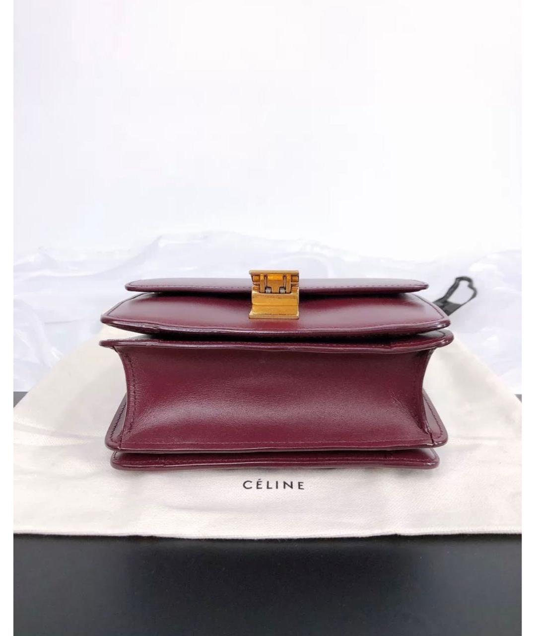 CELINE Бордовая кожаная сумка через плечо, фото 5